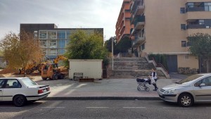 Obras para realizar la rampa, que parte de la Avda. Boladiez