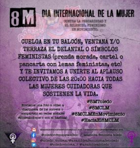 Colgar símbolos feministas 8M