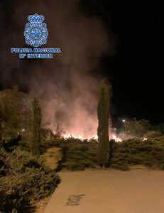 Imagen incendio en Gregorio marañón, por Policía Nacional